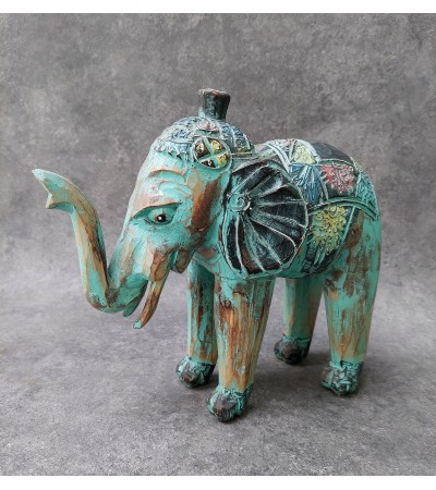 Balinese Sculpture - Hand-painted wood elephant