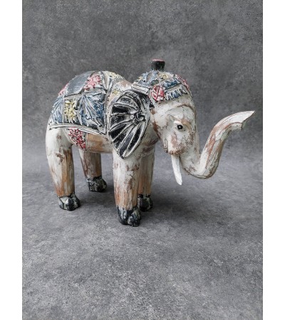 Balinese Sculpture - Hand-painted wood elephant