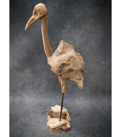 Crane - teak wood carving, L-size