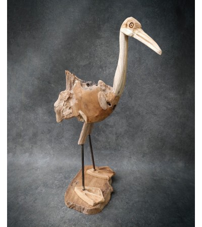 Crane - teak wood carving, L-size