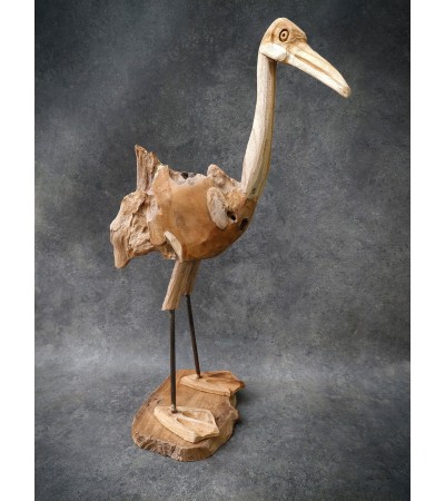 Crane - teak wood carving, L-size