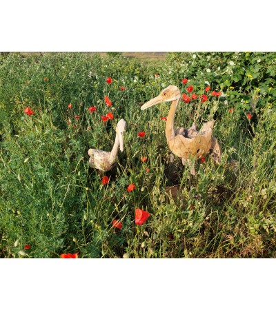 Żuraw - rzeźba z drewna tekowego L