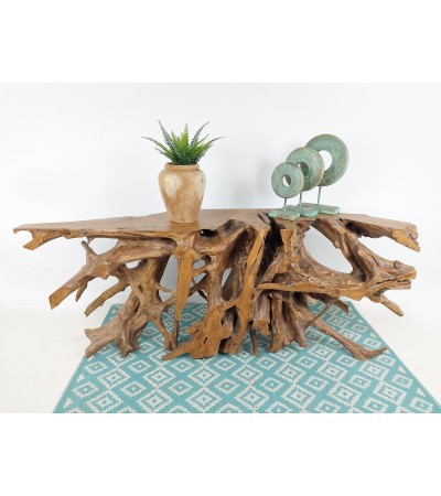 Giant console made from natural teak root