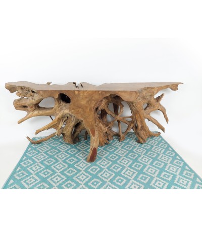 Giant console made from natural teak root
