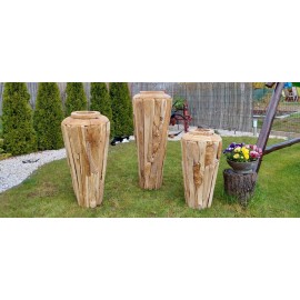 Amfora ogrodowa z drewna odzyskanego 90, teak