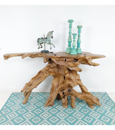 Console made from natural teak root