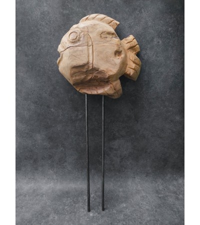 Garden sculpture Fish, teak wood