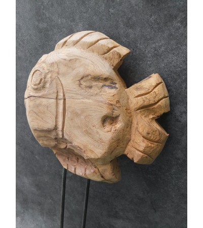 Garden sculpture Fish, teak wood
