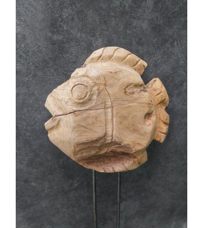 Garden sculpture Fish, teak wood