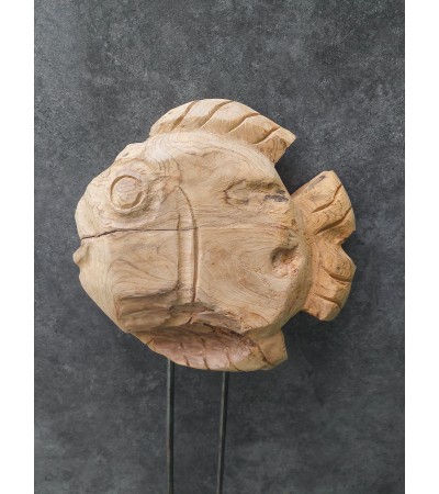 Garden sculpture Fish, teak wood