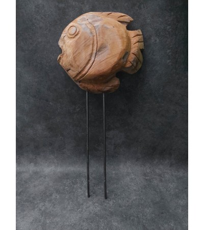 Garden sculpture Fish, teak wood
