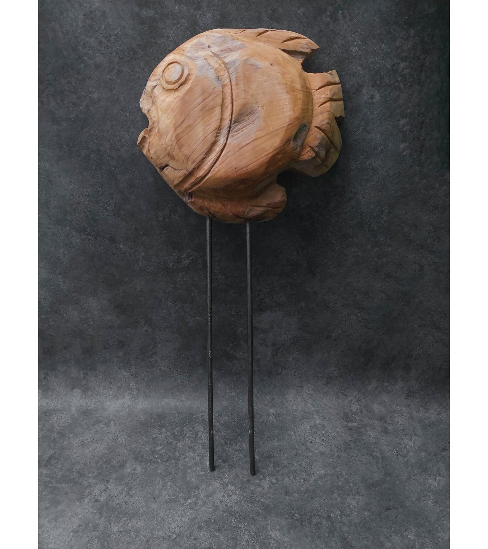 Garden sculpture Fish, teak wood Garden sculpture Fish, teak wood