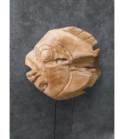 Garden sculpture Fish, teak wood