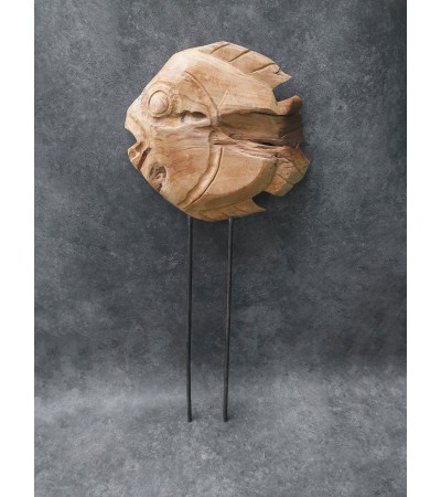 Garden sculpture Fish, teak wood