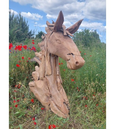 Horse Sculpture from reclaimed teak wood
