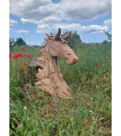 Horse Sculpture from reclaimed teak wood