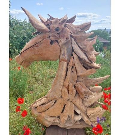 Horse Sculpture from reclaimed teak wood