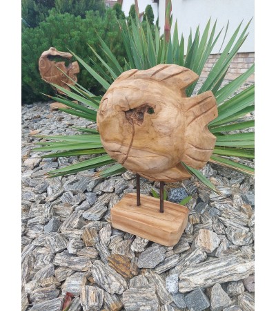 Balijska rzeźba ogrodowa - Ryba, teak