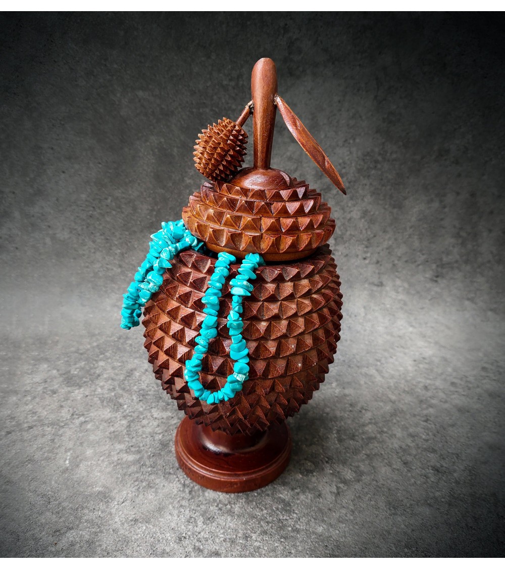 Durian fruit-shaped teak casket