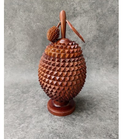Durian fruit-shaped teak casket