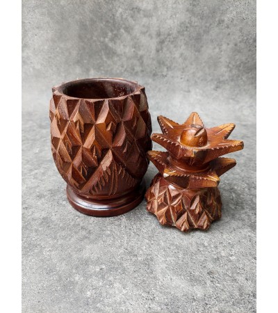 Pineapple fruit-shaped teak casket