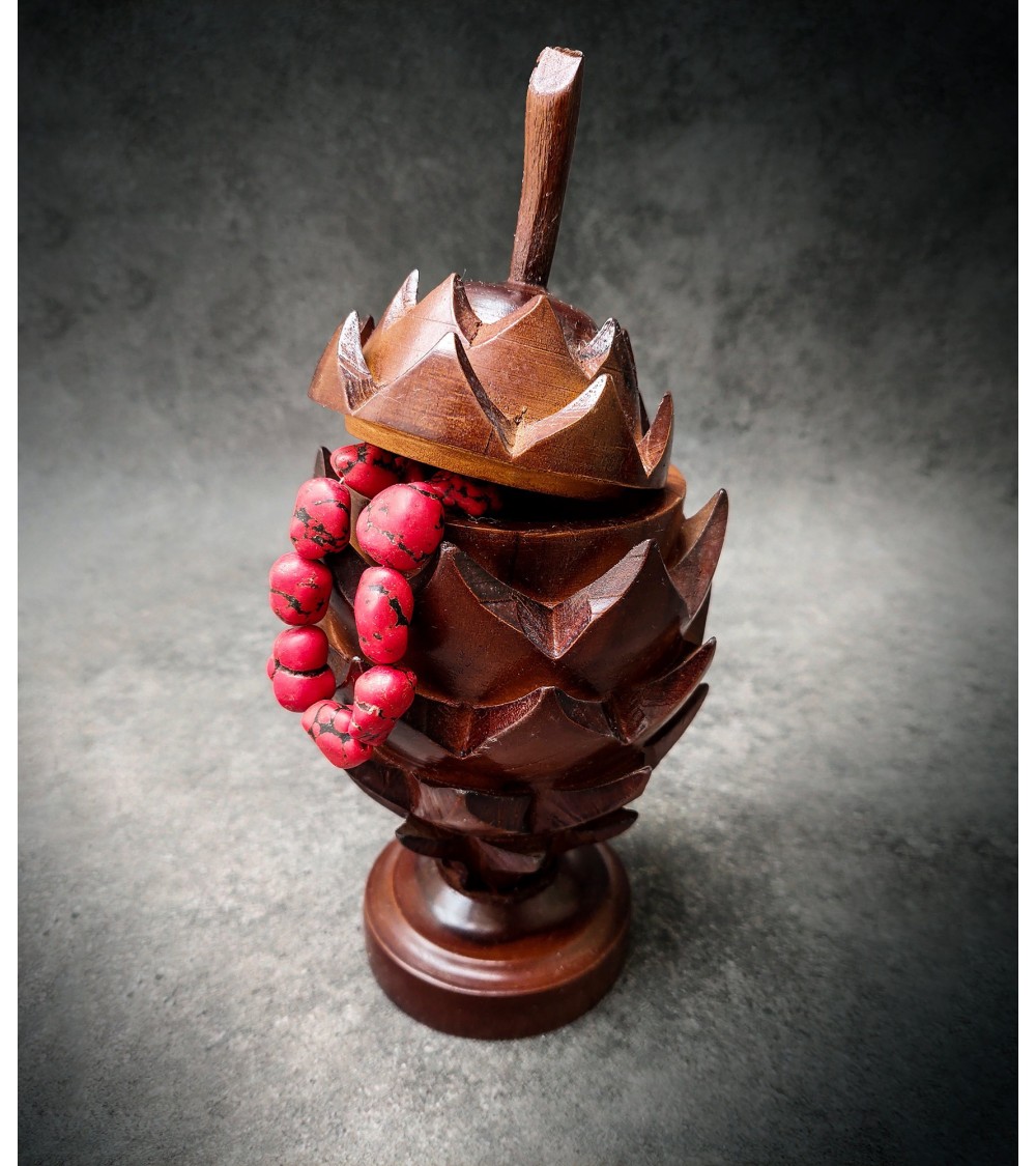Dragon Fruit-shaped teak casket Dragon Fruit-shaped teak casket