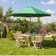 Set of garden furniture: table, 4 chairs and umbrella