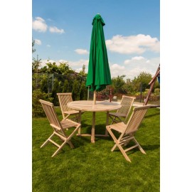 Set of garden furniture: table, 4 chairs and umbrella