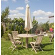 Set of garden furniture: table, 4 chairs and umbrella