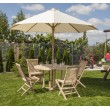 Set of garden furniture: table, 4 chairs and umbrella