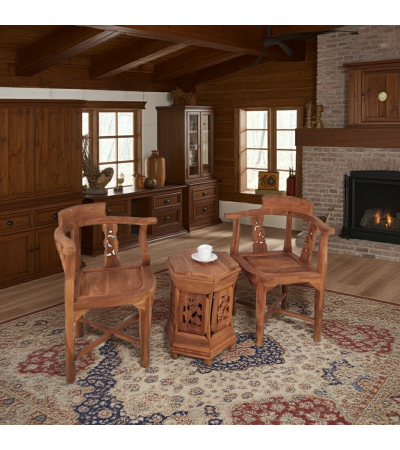 Rzeźbiony masywny zestaw Rumah Kitta, teak