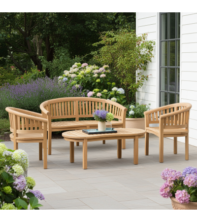 WYPRZEDAŻ - Zestaw mebli ogrodowych tekowy banana Rongo, teak