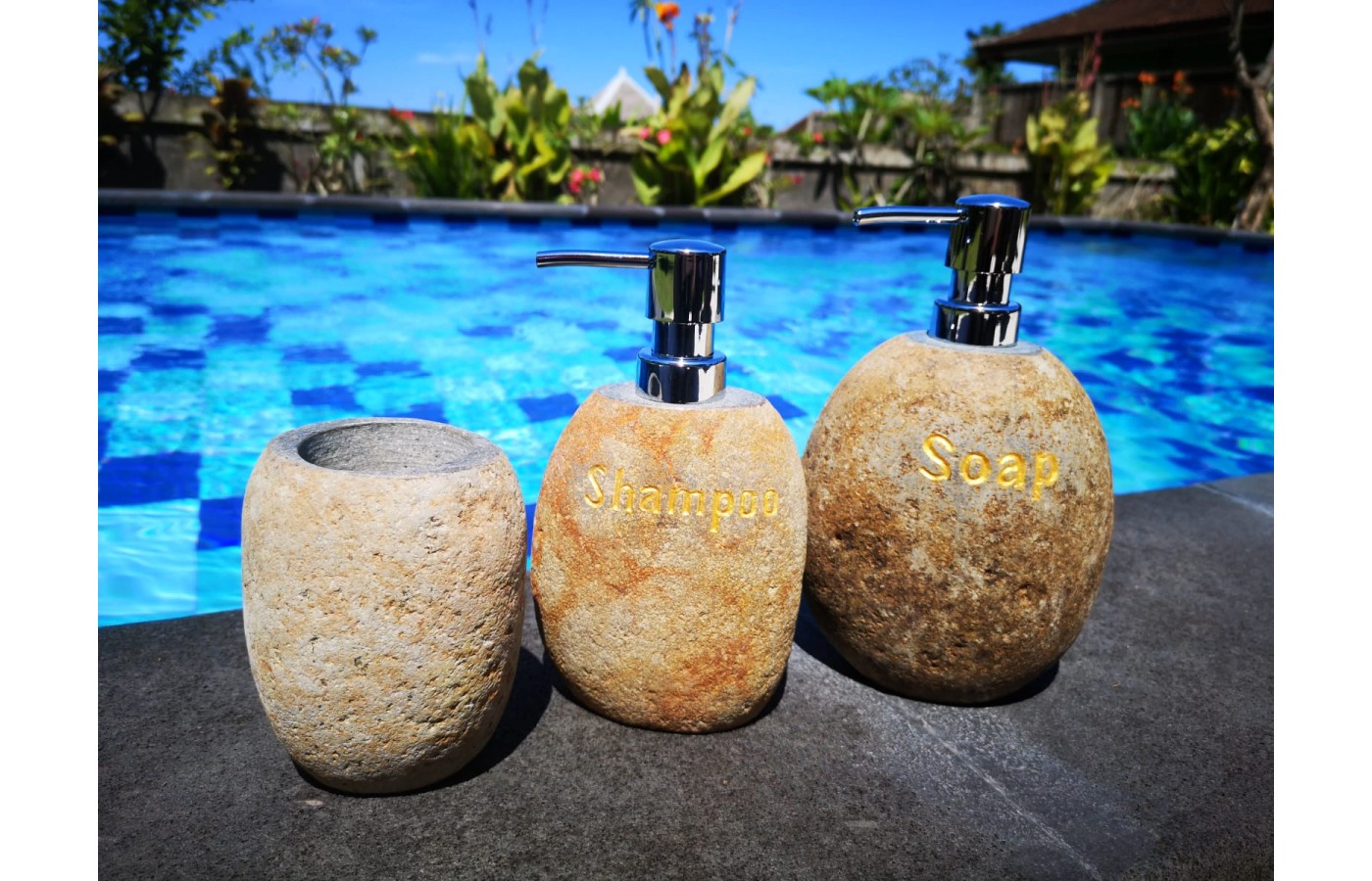 Stone bathroom set, 3 pieces