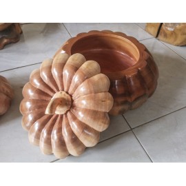 Pumpkin casket from exotic wood, Teak, 40 cm