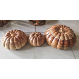 Pumpkin casket from exotic wood, Teak, 40 cm