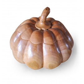 Pumpkin casket from exotic wood, Teak, 20 cm