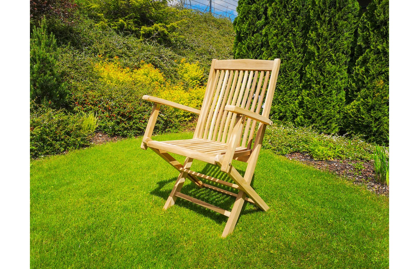 Folding garden chair with armrests, Teak wood