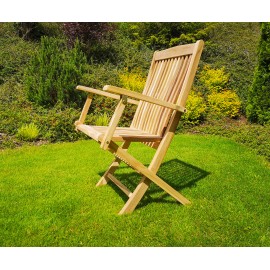 Folding garden chair with armrests, Teak wood