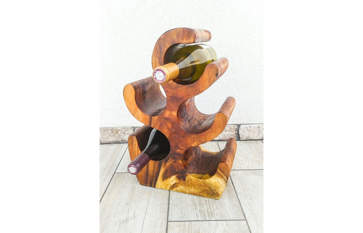 Original Wine Rack 5 Bottle, Solid Suar Wood