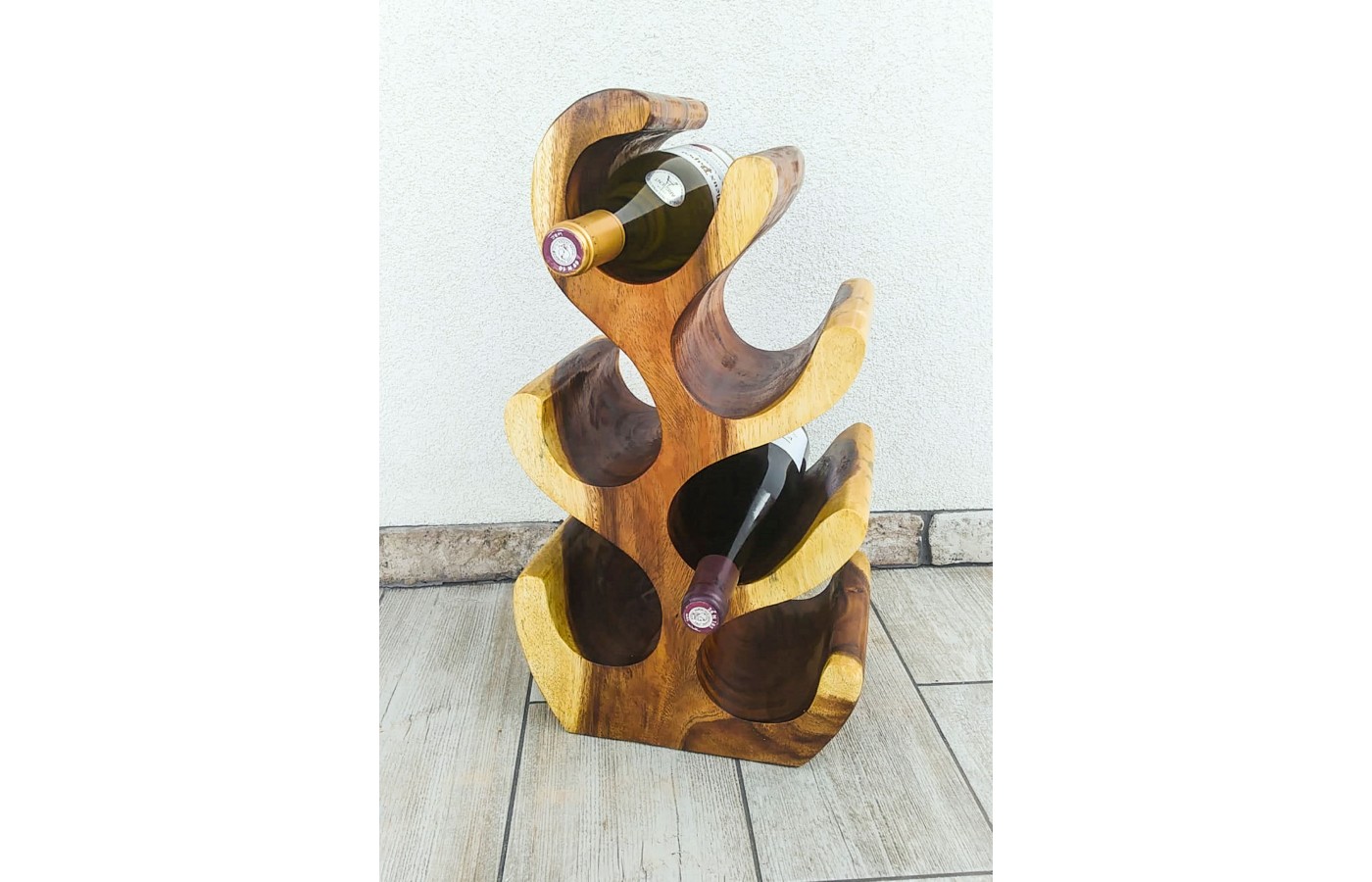 Original Wine Rack 6 Bottle, Solid Suar Wood