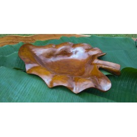 Wooden bowl teak leaf