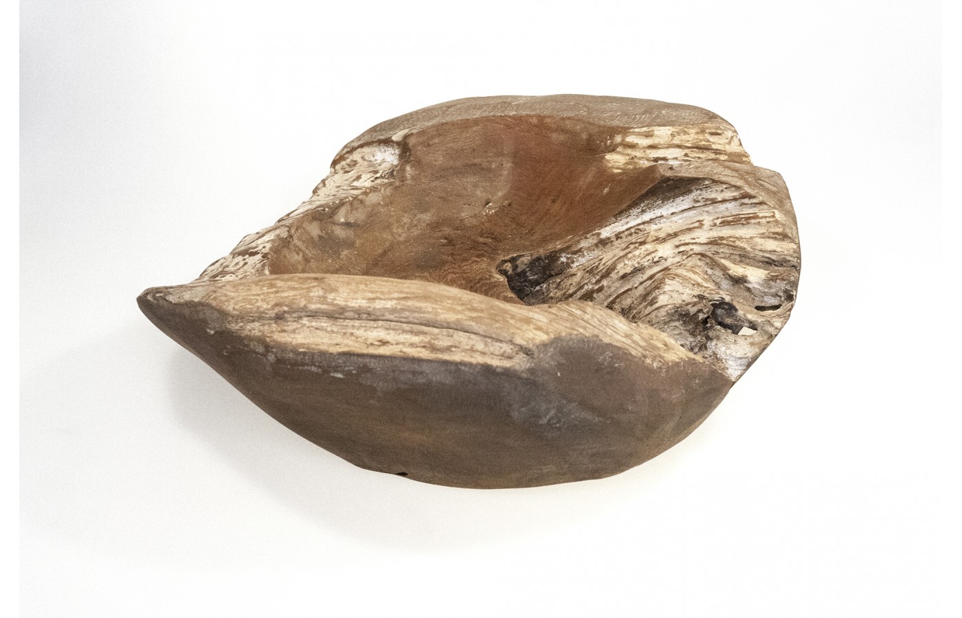 Teak wood bowl of irregular shape