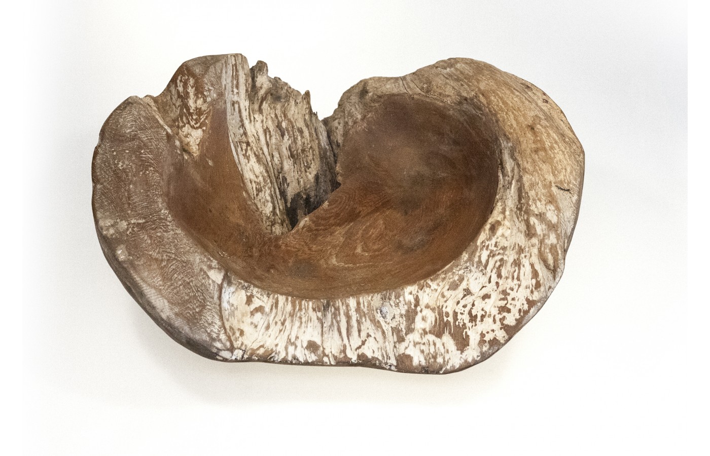 Teak wood bowl of irregular shape