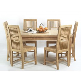 Aton table set and 6 chairs, teak