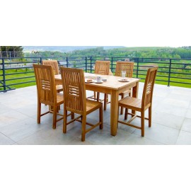 Aton table set and 6 chairs, teak