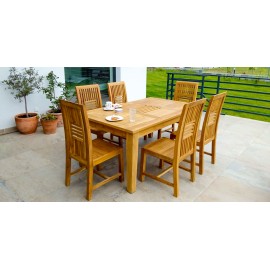 Aton table set and 6 chairs, teak