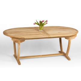 A large teak wood garden table with folding 160/190/220 cm