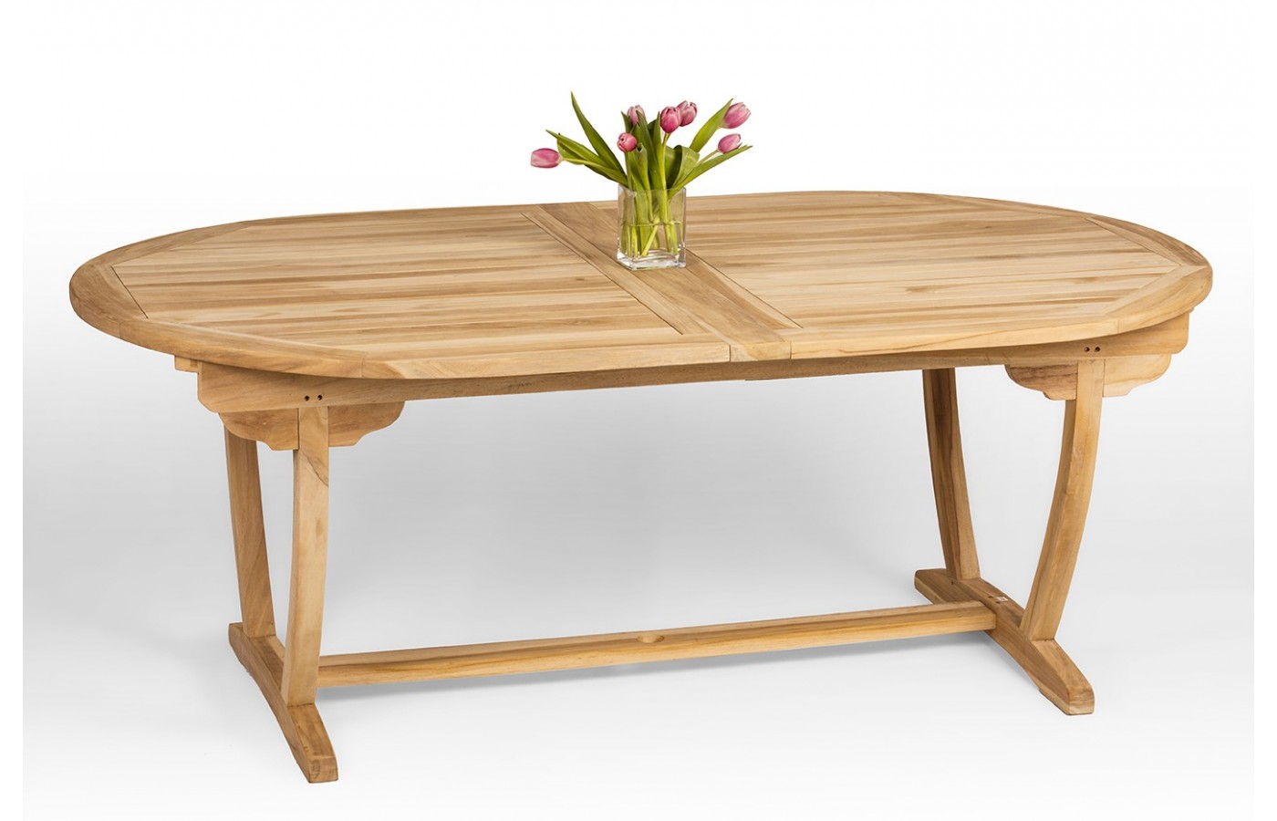 A large teak wood garden table with folding 160/190/220 cm