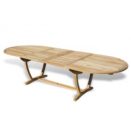 A large teak wood garden table with folding 160/190/220 cm