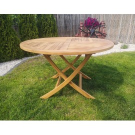 Stół ogrodowy okrągły Andir składany - 120/75 cm Teak